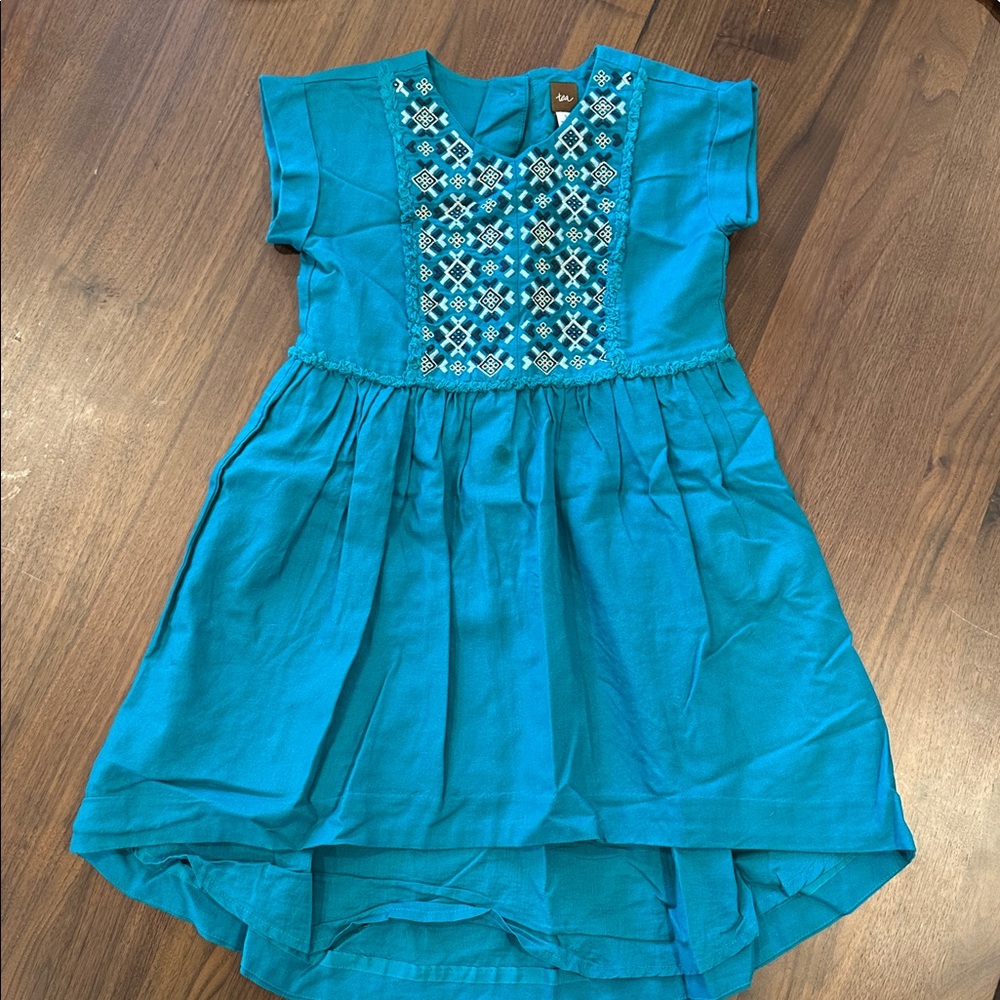 Tea Collection Turquoise Embroidered Dress